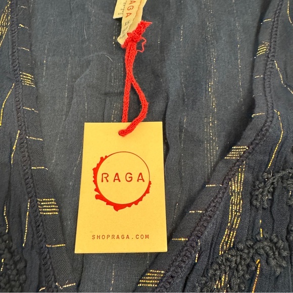 Raga Navy Blue & Gold Metallic Stripe Maxi Dress XS Festival Resort Wear NWT - Picture 10 of 16